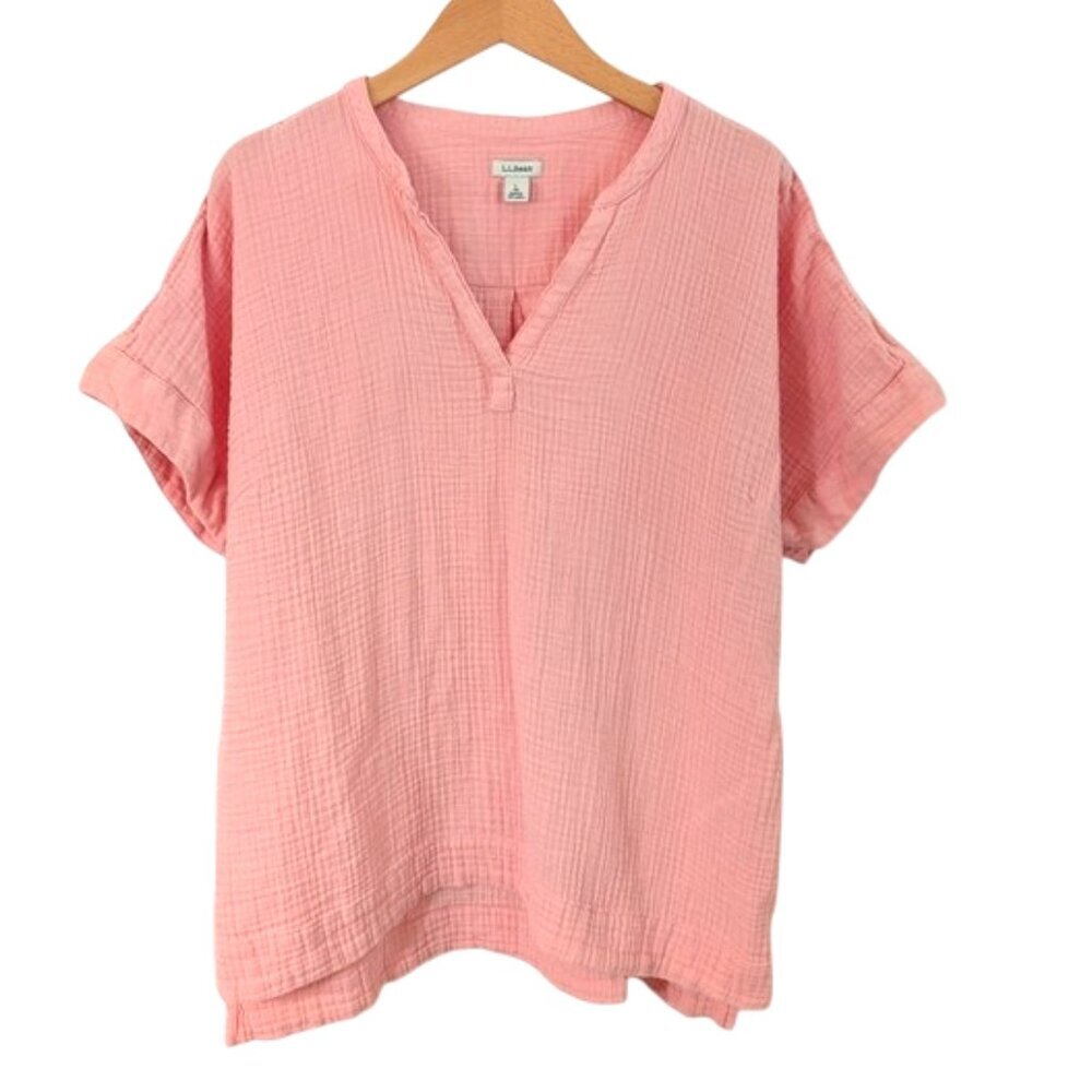 L.L.Bean Women's Cloud Gauze Shirt Short Sleeve Size L